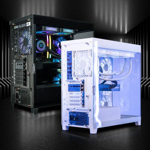 Introducing the New NEURON Showcase Desktop 2 New NEURON chassis rear view showing internal layout, fan configuration, and GPU clearance