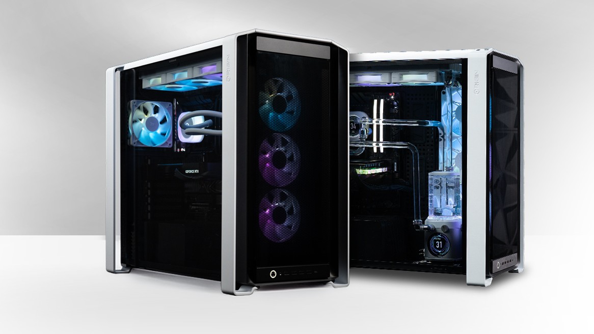 origin pc millennium and genesis desktops in white