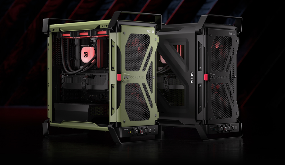 CORSAIR Crafted WARTHOG custom desktops in Olive Drab and Black.